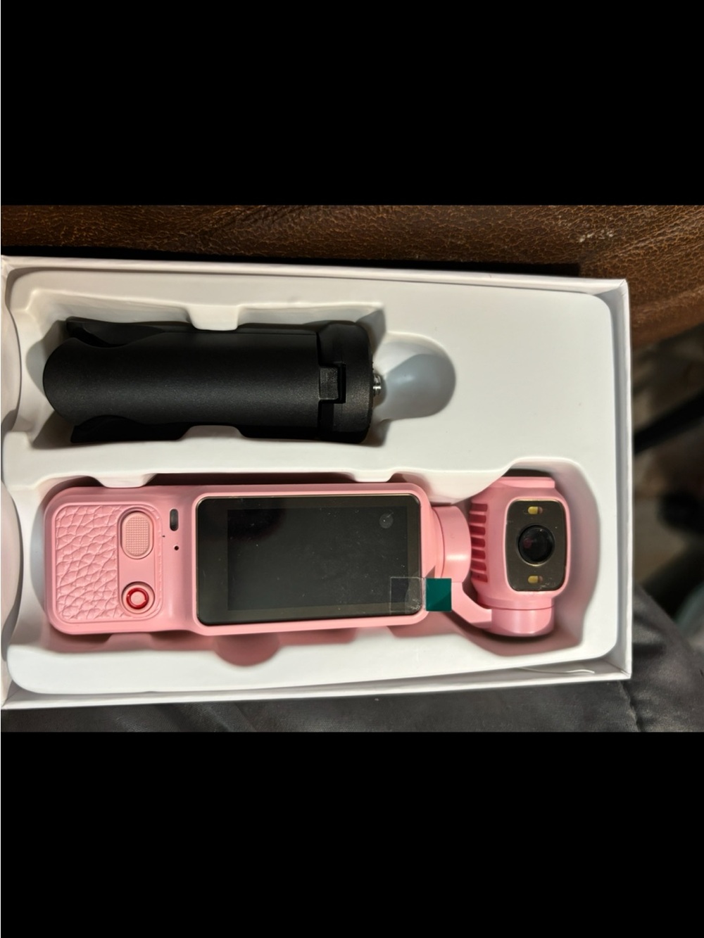 Pink Handheld Digital Camera with Built-In Gimbal and Screen